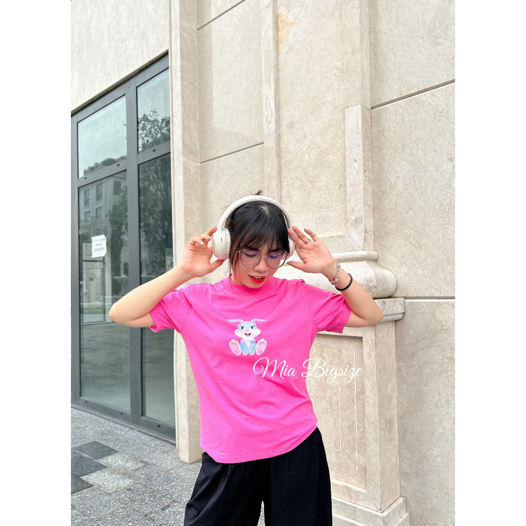 Áo baby tee thỏ hồng cotton bigsize - MiaVN