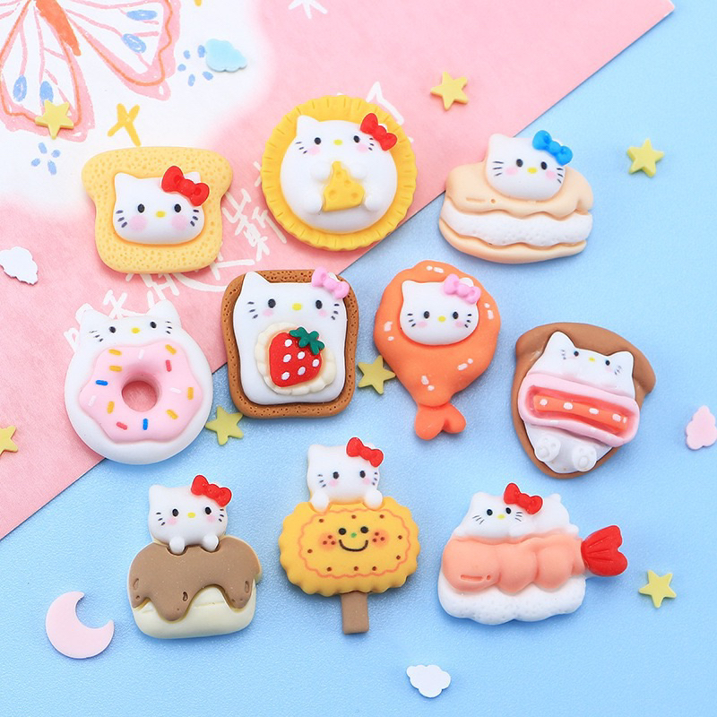 Charm DIY trang trí điện thoại, toploader, gương, kẹp tóc hoạt hình Sanrio Hello Kitty dễ thương