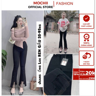 [BIG SIZE 35-95kg] Quần Jeans Ống Loe Gấu Phối Ren -HÀNG MỚI- quần bò giấy ống loe, CO GIÃN thoải mái