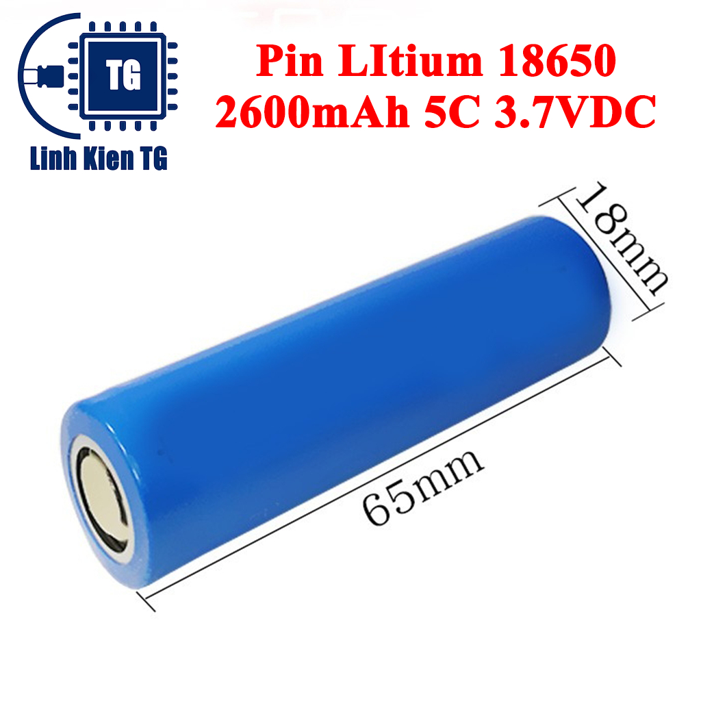 Pin LItium 18650 2600mAh 5C 3.7VDC