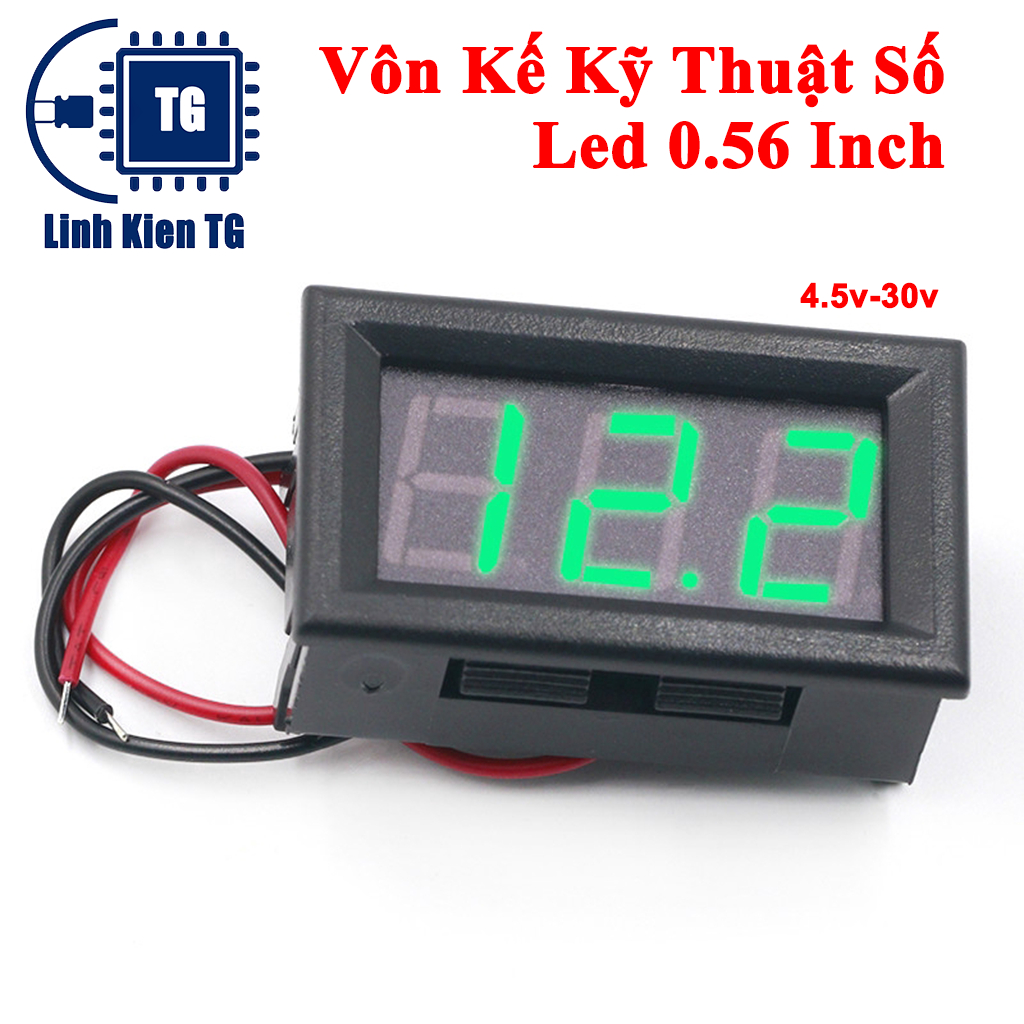 Vôn Kế Kỹ Thuật Số Màn Hình Led 0.56 Inch 2 Dây Dc 4.5v-30v