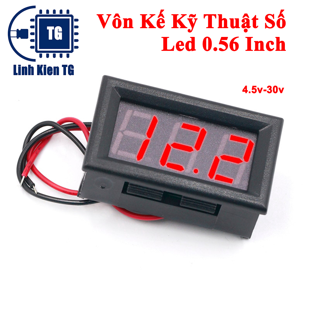 Vôn Kế Kỹ Thuật Số Màn Hình Led 0.56 Inch 2 Dây Dc 4.5v-30v
