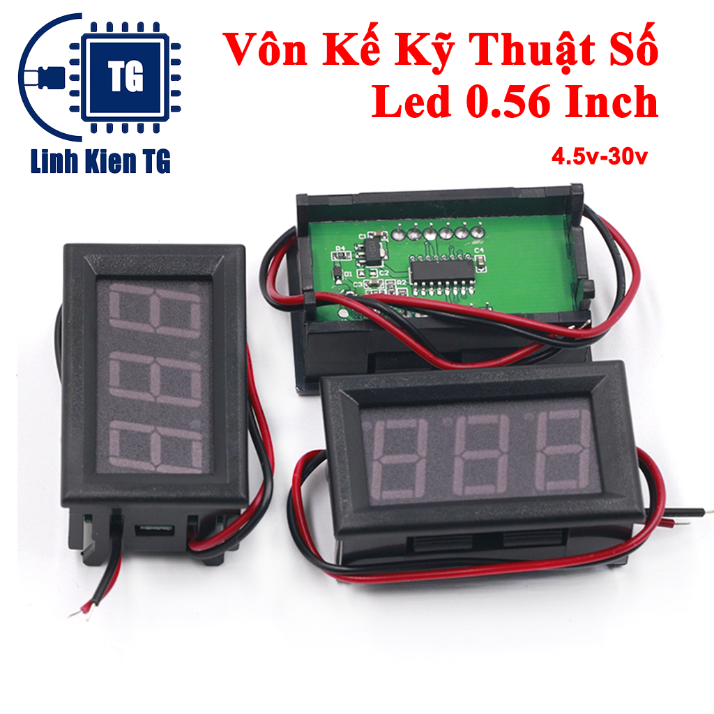 Vôn Kế Kỹ Thuật Số Màn Hình Led 0.56 Inch 2 Dây Dc 4.5v-30v