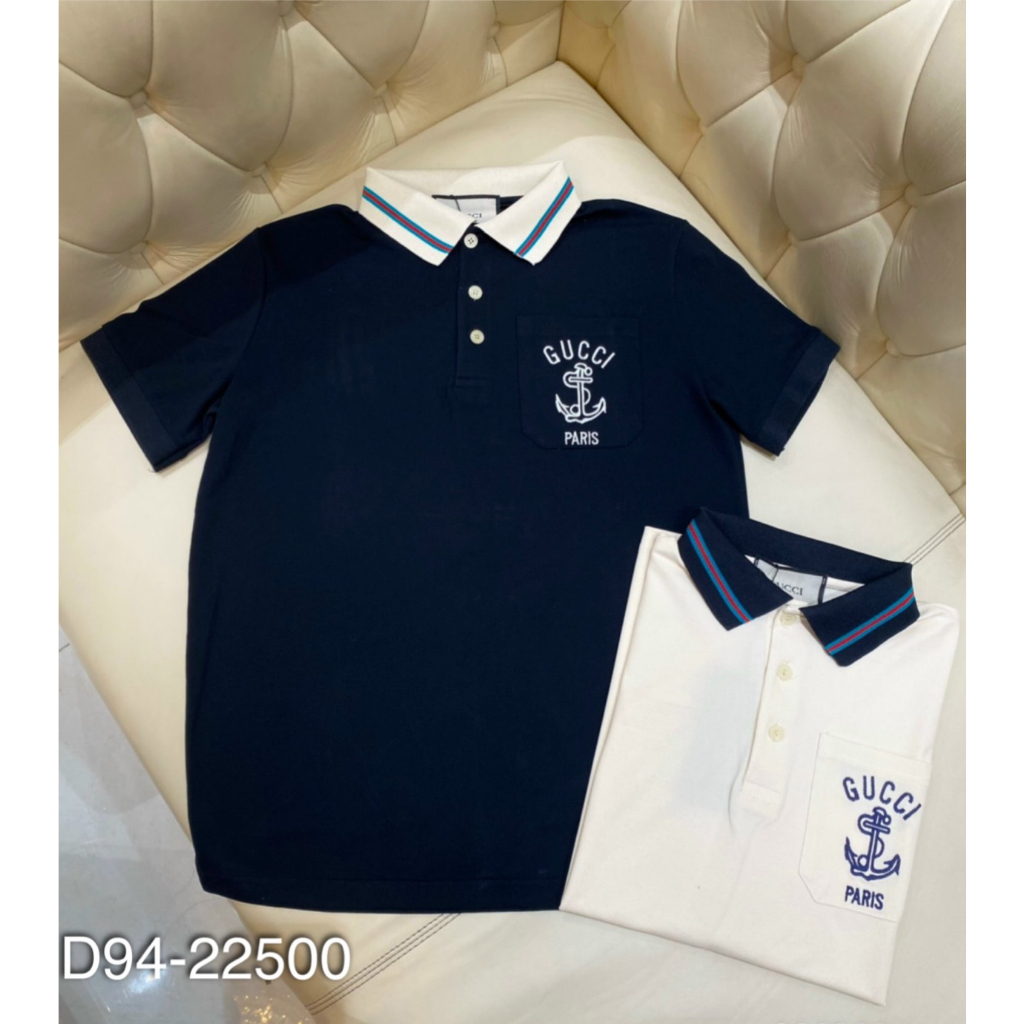 Áo polo nam G.C túi thêu hình mỏ neo chất cotton gai thoáng mát - Áo thun nam có cổ G.C túi thêu đơn giản