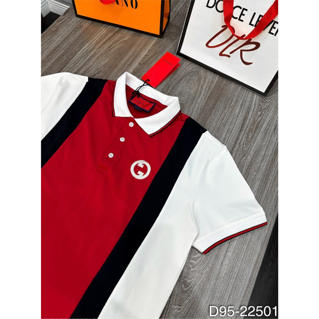Áo polo G.C nam phối vải đỏ siêu sang chất cotton gai cao cấp - ÁO thun nam có cổ pha viền đỏ