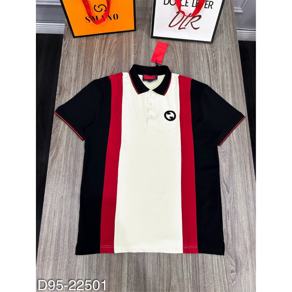Áo polo G.C nam phối vải đỏ siêu sang chất cotton gai cao cấp - ÁO thun nam có cổ pha viền đỏ