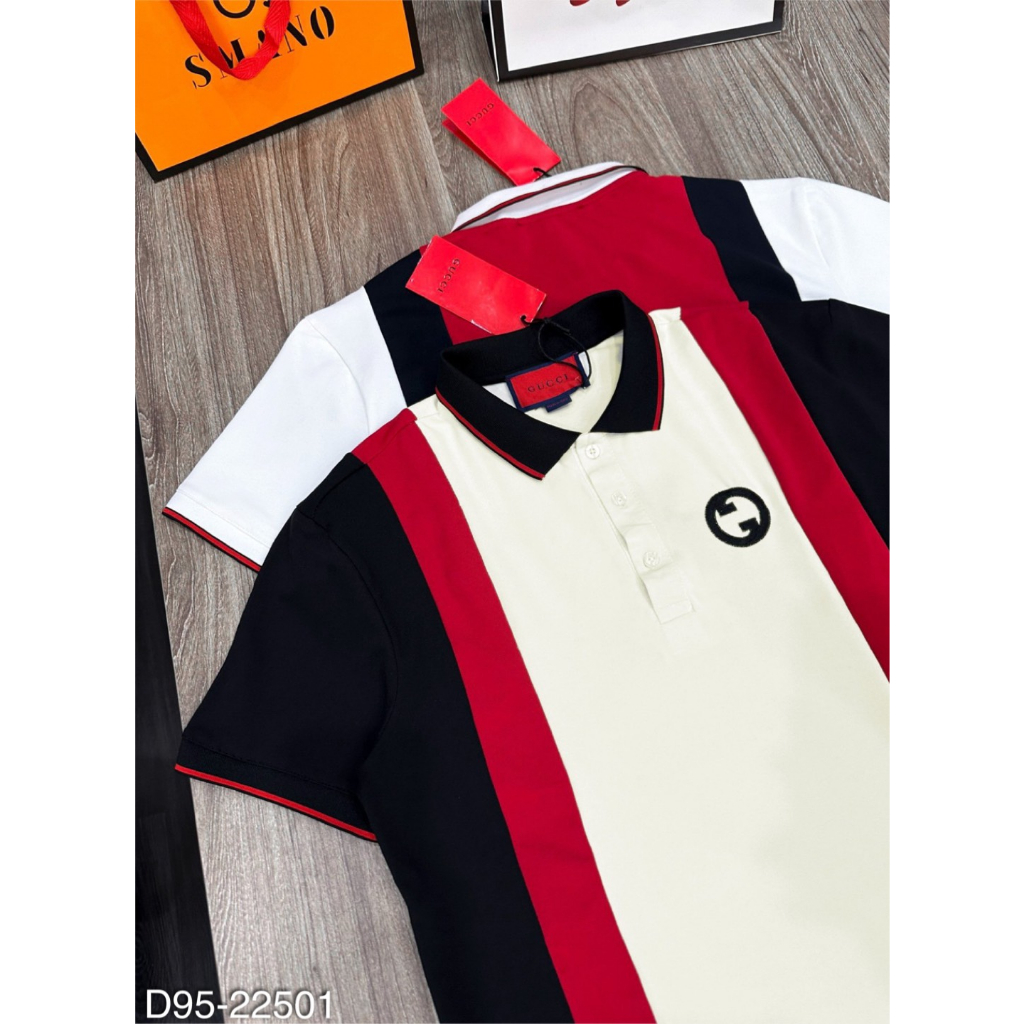 Áo polo G.C nam phối vải đỏ siêu sang chất cotton gai cao cấp - ÁO thun nam có cổ pha viền đỏ