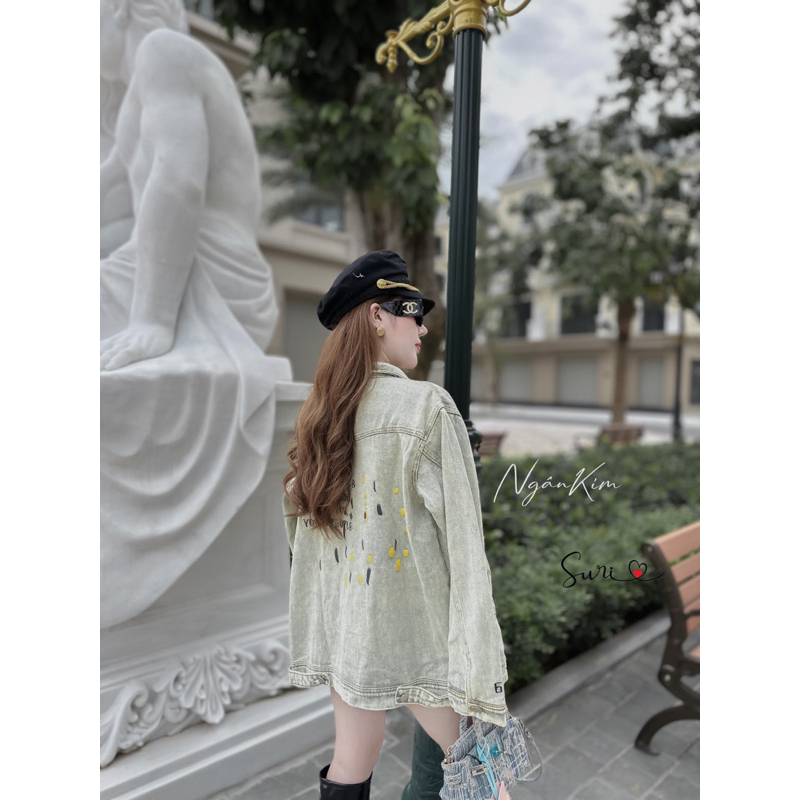 Áo khoác bò chữ vẩy sơn hàng QCL1