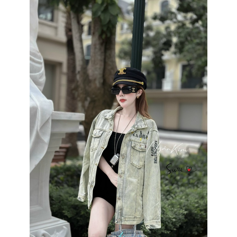Áo khoác bò chữ vẩy sơn hàng QCL1