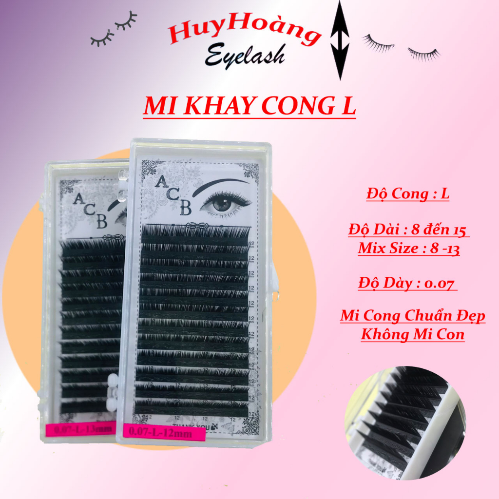 Mi khay độ cong M- L DÀY 0.07 DÀI 8 ĐẾN 15 dụng cụ NỐI MI  _ Huy Hoàng Mi