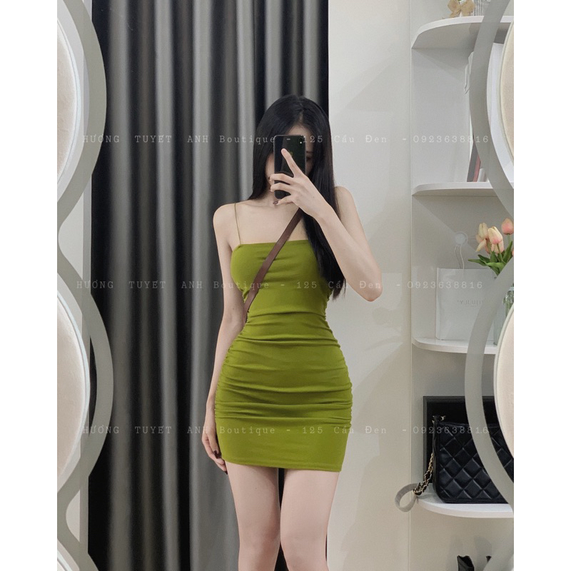 Đầm body 2 dây bún nhún eo