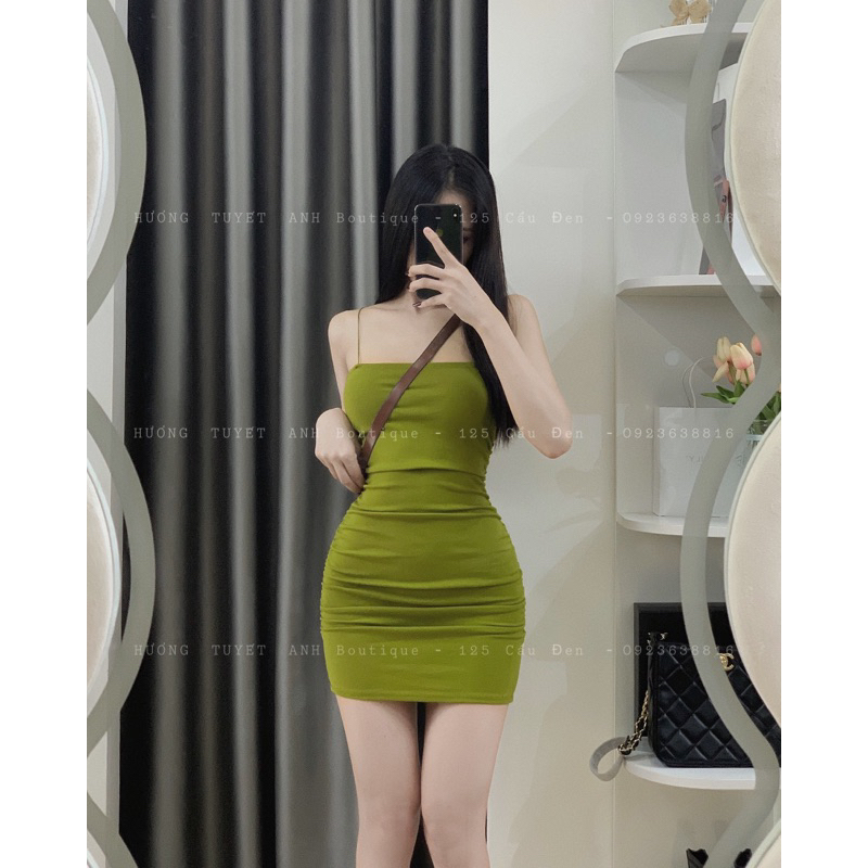 Đầm body 2 dây bún nhún eo