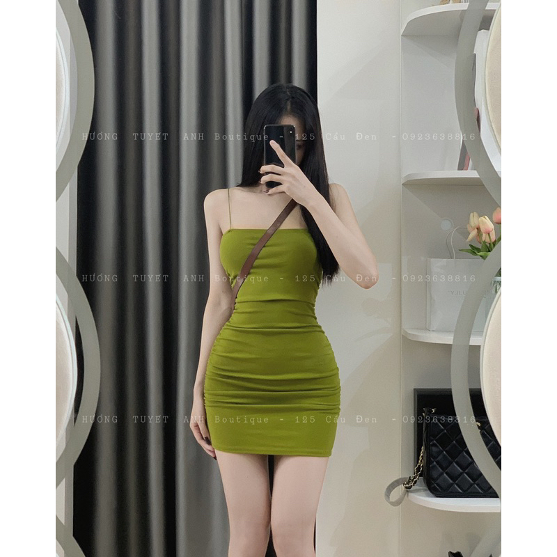 Đầm body 2 dây bún nhún eo