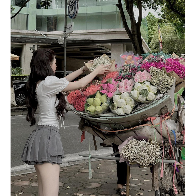 Áo Tay Bồng Phối Ren