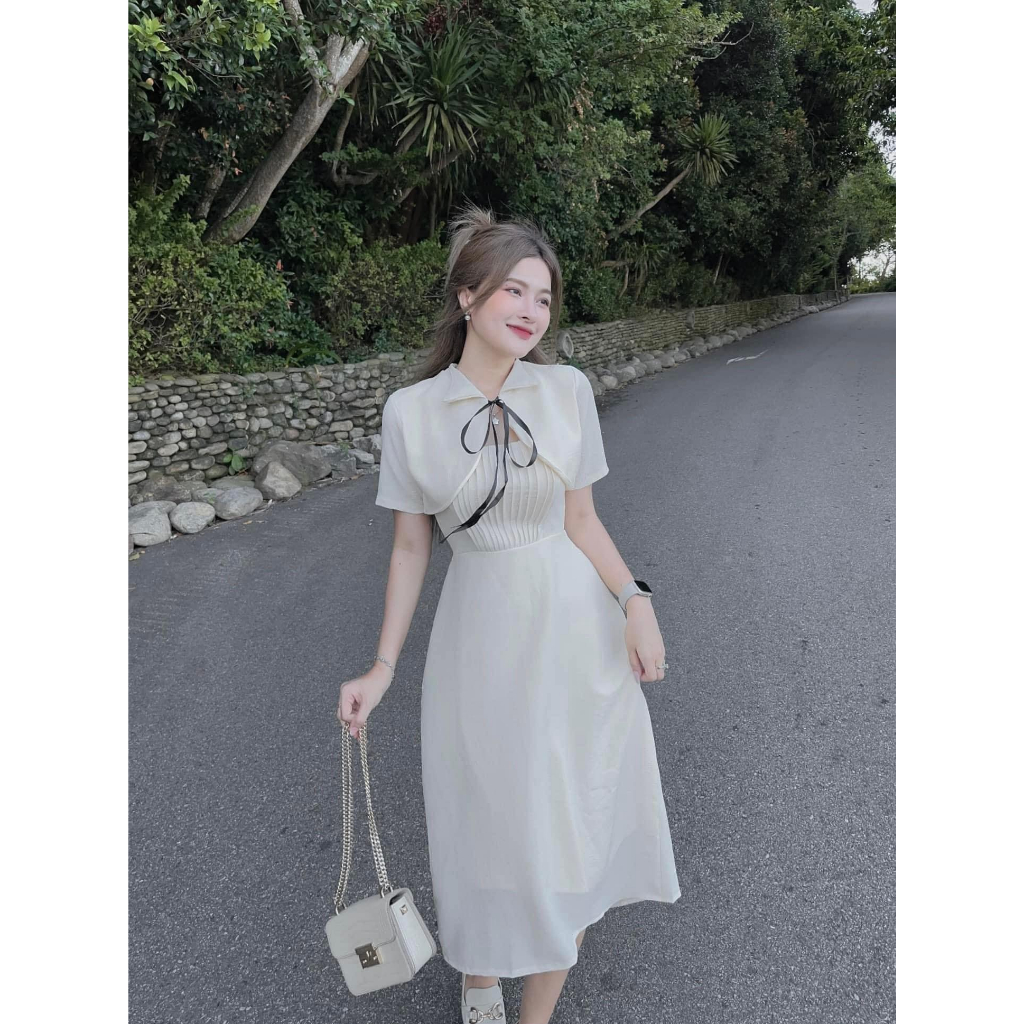 Set đầm 2 dây kèm áo khoác tiểu thư