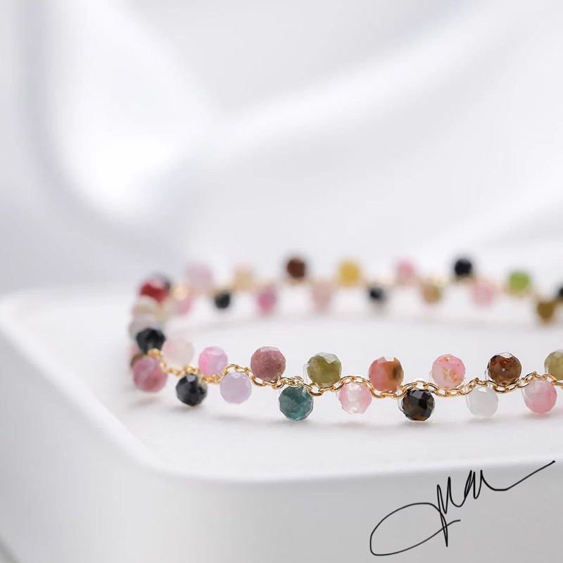 📿Vòng tay đá tourmaline thiên nhiên từ Nhật, khóa trượt tăng giảm