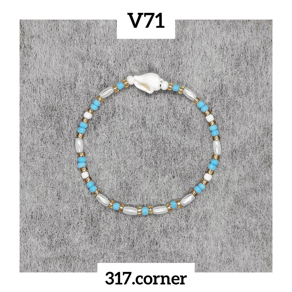 Vòng tay hạt cườm phối vỏ ốc tự nhiên - V71 - 317.corner
