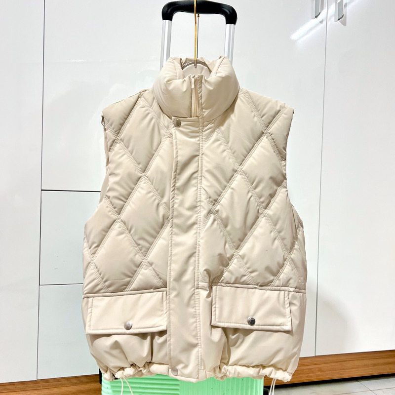 Áo phao gile quả chám có dây rút hai nắp túi