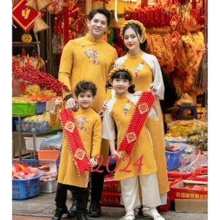 🥰 siêi phẩm sét áo dài cách tân mẹ bé gia đình cáo cấp đẹp sang chảnh. áo dài thiết kế chất tapta cao cấ8p