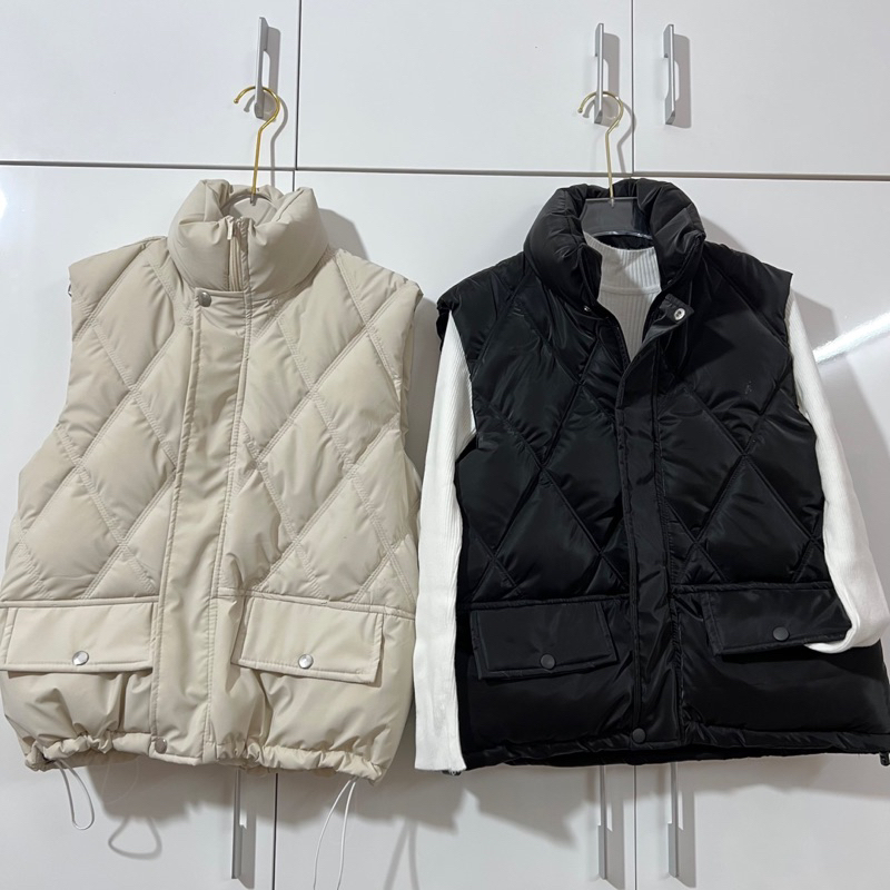 Áo phao gile quả chám có dây rút hai nắp túi