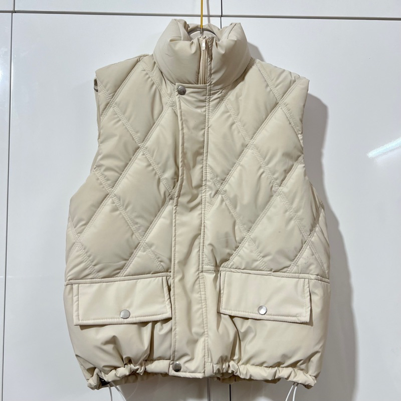 Áo phao gile quả chám có dây rút hai nắp túi