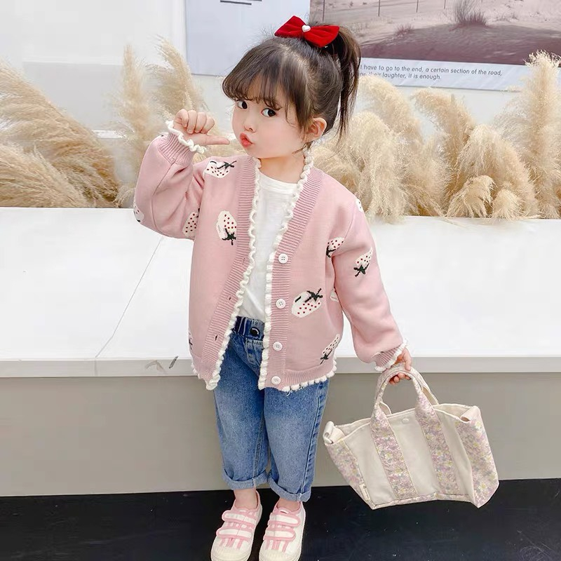 BST Áo Cardigan Họa Tiết Dâu Gấu, Cherry Cho Bé Gái - Jumping Beans Official Store