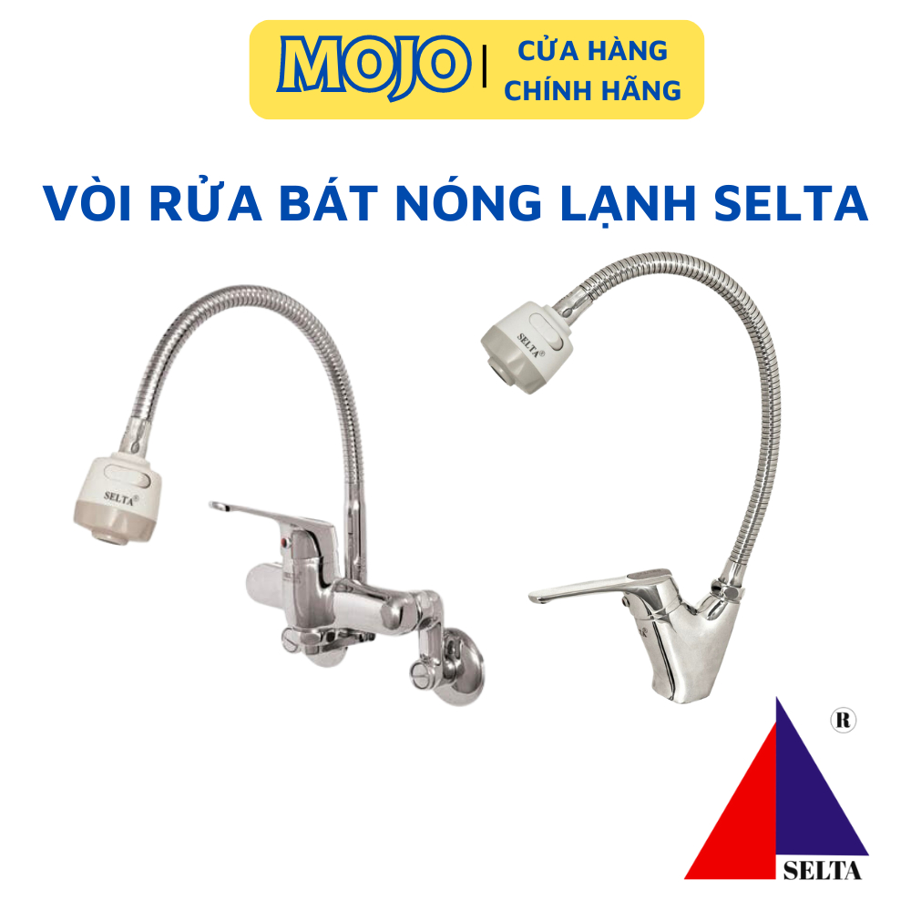 Vòi Rửa Chén Bát Inox Đồng Mạ Crom Nóng Lạnh Cần Mềm Gắn Tường Gắn Chậu Cao Cấp Chính Hãng Selta