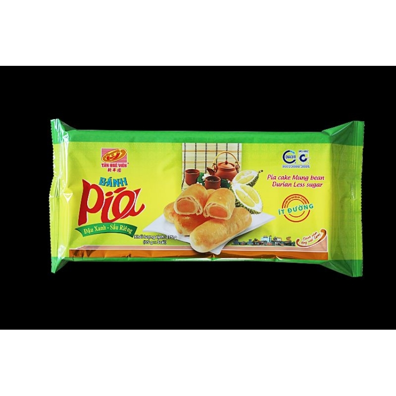 (ÍT ĐƯỜNG ) BÁNH PÍA CHAY ĐẬU sầu riêng ít đường Tân Huê Viên 275gr