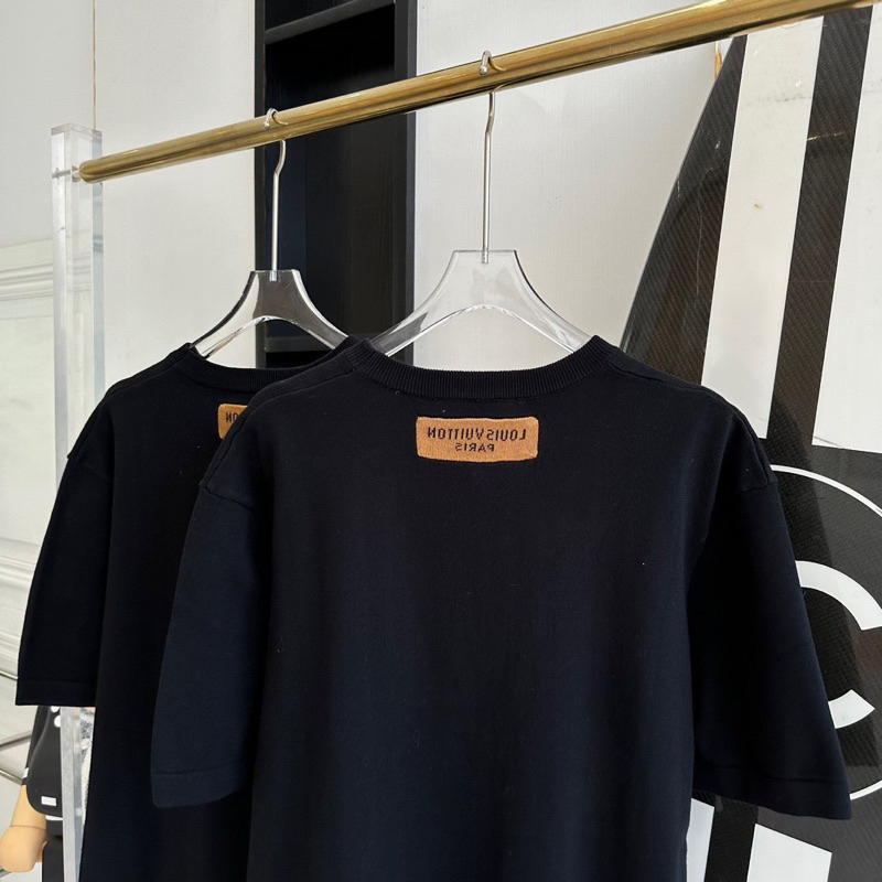 Áo len cộc tay - Louis Vuitton - LV Studios knit dệt kim black SS23