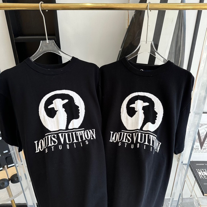 Áo len cộc tay - Louis Vuitton - LV Studios knit dệt kim black SS23