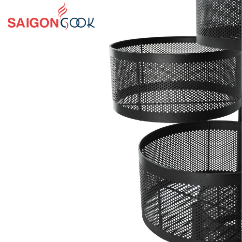 Kệ tròn đa năng 4 tầng xoay 360 độ Saigoncook có bánh xe di chuyển siêu tiện lợi
