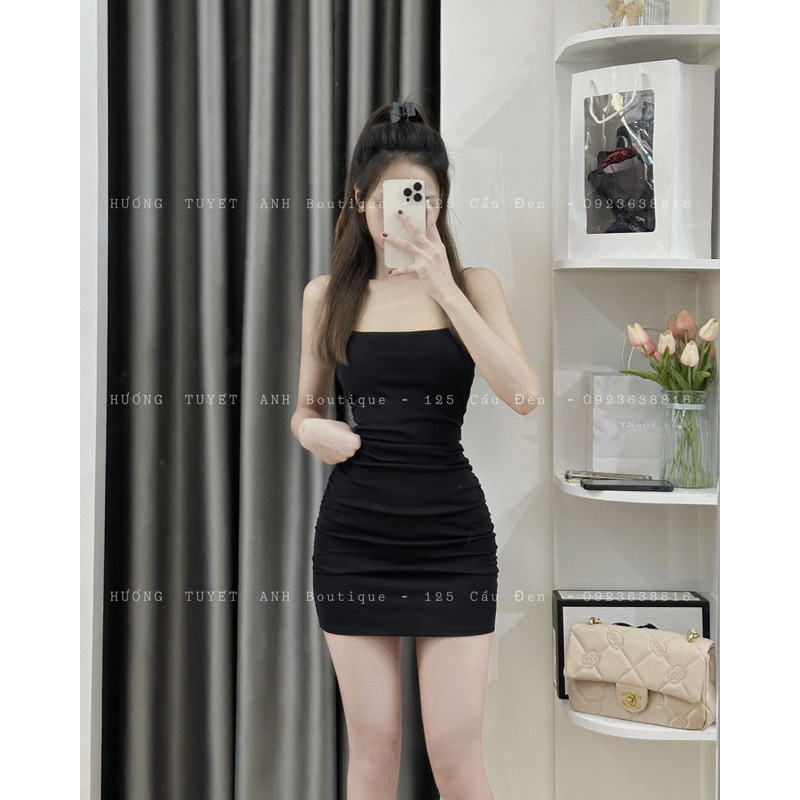 Đầm body 2 dây bún nhún eo
