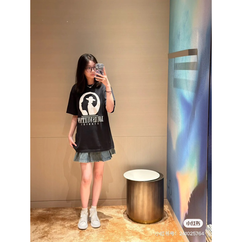 Áo len cộc tay - Louis Vuitton - LV Studios knit dệt kim black SS23