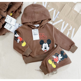 🐳🐳🐳 Bộ nỉ mickey mouse nâu trẻ em VNXK