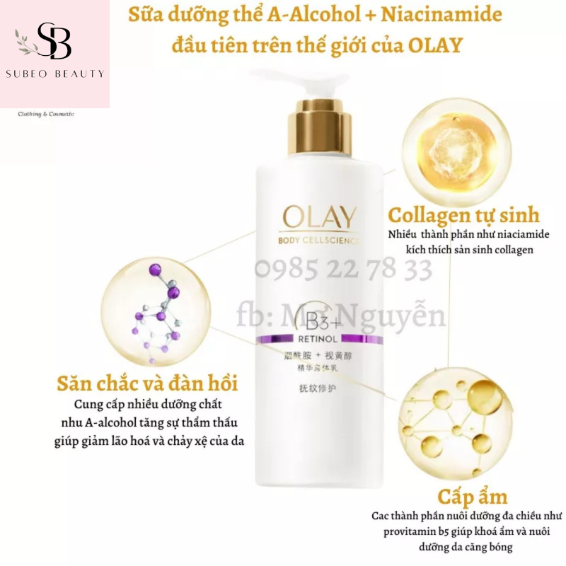 Dưỡng thể trắng da Olay B3+ Retinol/ Vitamin C/ whitening / ultra whitening dưỡng trắng body - Subeo beauty
