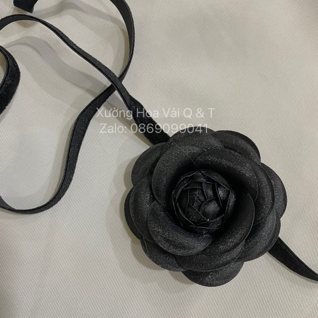 🌸Choker Bông Hồng Đen Bí Ẩn Dây Nhung Dài 1m5 KIÊM BÔNG CÀI ÁO🌸