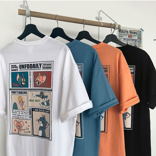 Áo thun tay lỡ nữ nam t&j 1 unisex áo phông form rộng màu đen xanh cam trắng vải cotton mềm mịn thoáng mát