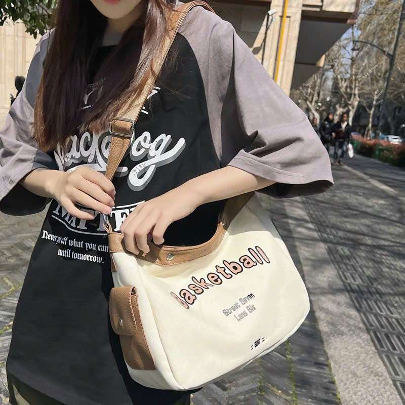 Túi đeo chéo nam nữ vải canvas vừa a4 vừa laptop basket ball phong cách thời trang đi học đi làm đi chơi đi du lịch