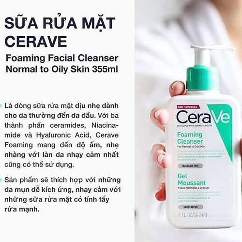 Sữa rửa mặt CeraVe Foaming Facial Cleanser 88ml giúp sạch sâu dành cho da dầu