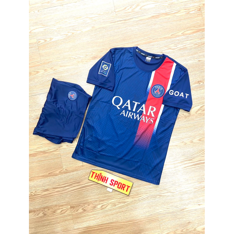 Bộ quần áo đá banh PSG, Bộ quần áo bóng đá in tên và số theo yêu cầu PSG 2023