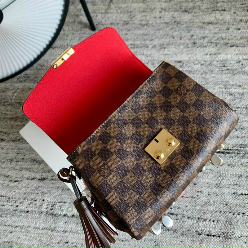 💎Túi CROISETTE SIEU CAP - size 23*17*9.5cm - Da Damier phối da bò nhập khẩu