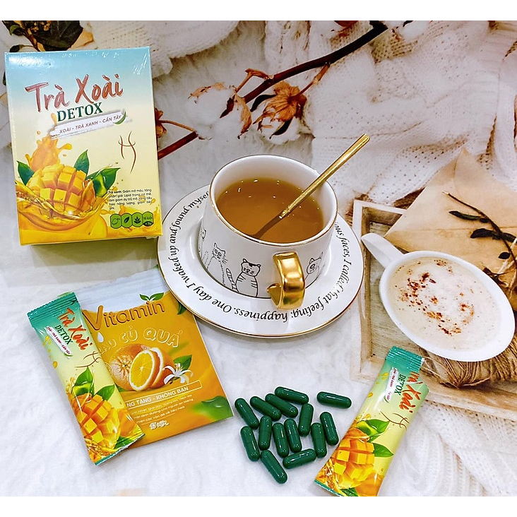 TRÀ XOÀI DETOX GIẢM CÂN KELLY DETOX 🥭 TRÀ VỊ XOÀI TRÀ XANH CẦN TÂY THẢI MỠ - ĐỊNH HÌNH EO🥭