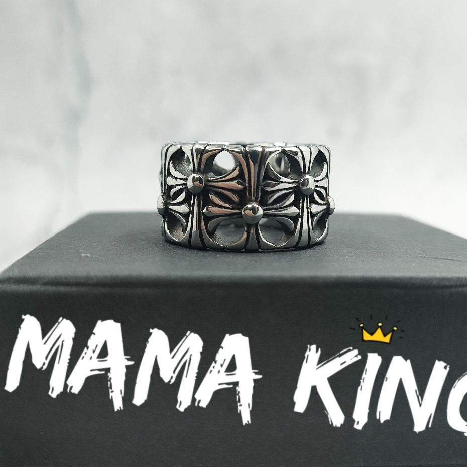 (TẶNG KÈM NHẪN)Nhẫn thép không gỉ cực bền bỉ họa tiết thánh giá retro CH MAMA KING N37