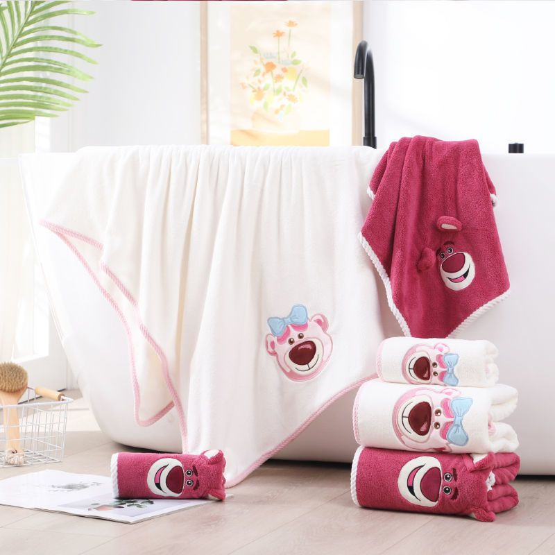Set 2 khăn tắm khăn mặt gấu béo hồng cute dễ thương