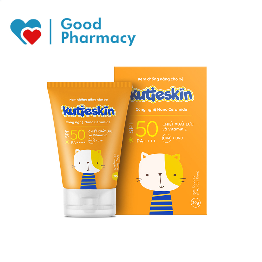 Kem chống nắng Kutieskin chăm sóc, bảo vệ da trẻ em dưới tác hại của các tia UV, ánh nắng, dùng cho bé từ 6 tháng tuổi