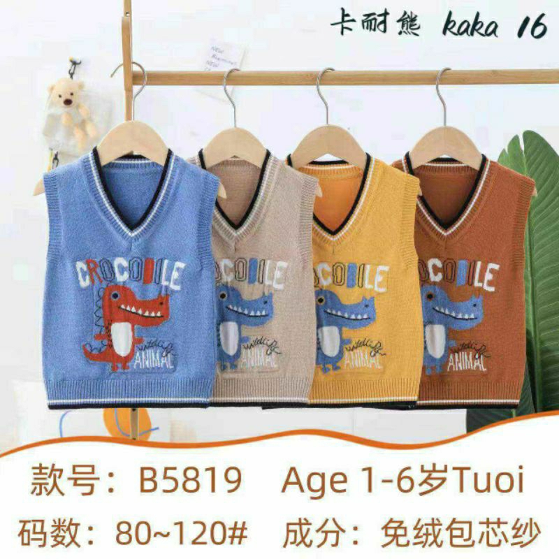 💗 Áo gile len hàng Quảng Châu hình khủng long cho bé trai