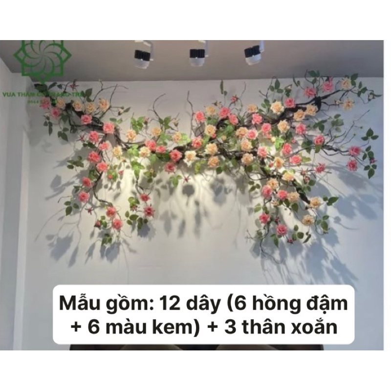 Dây hoa giả/ Dây Hồng Leo cổ dài 1,7m trang trí không gian siêu đẹp