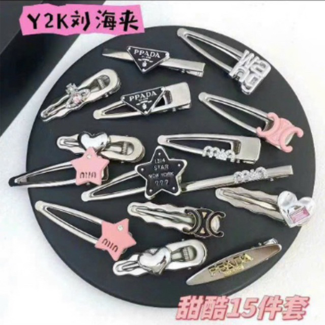 Set 15 kẹp tóc kim loại nhiều hình siêu xinh