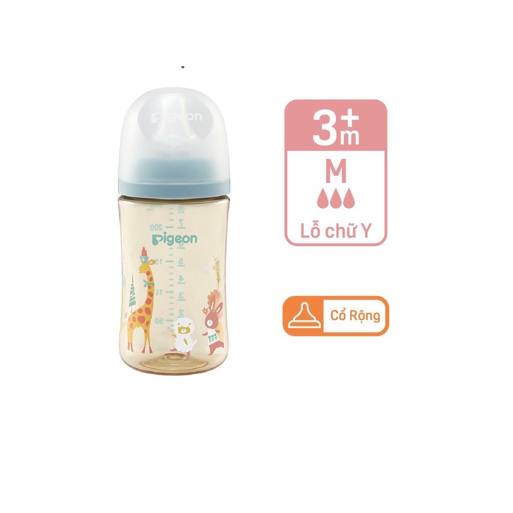 Bình sữa Pigeon PPSU Plus thế hệ III Hình Nai ,Thỏ - 160ml/240ml