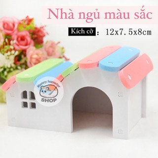 Nhà ngủ gỗ ép 2 vòm màu sắc cho hamster, thú cưng